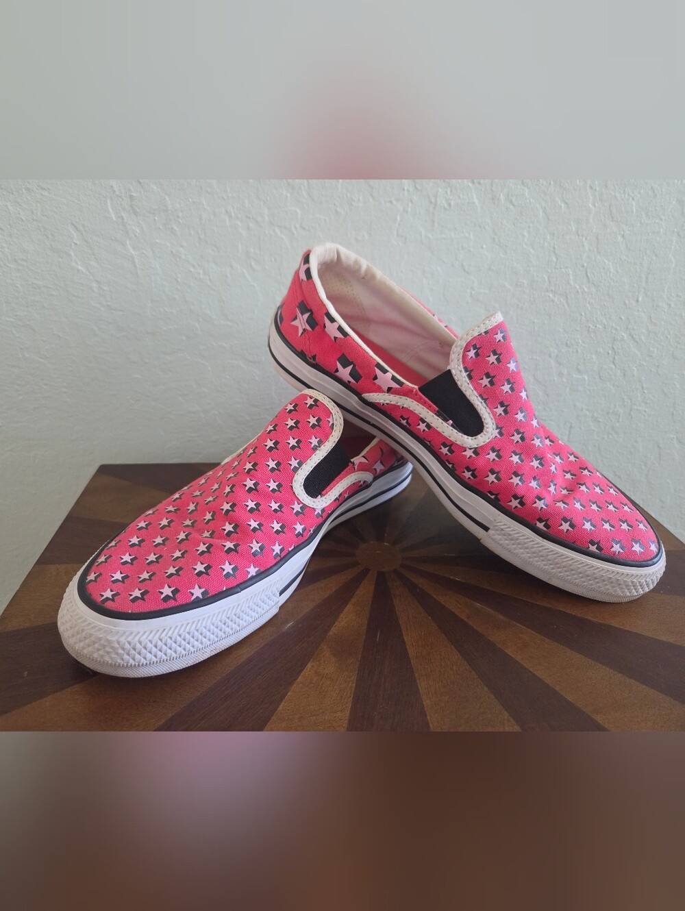 Converse Women's Slip-On Star Canvas Shoes - Pink & Black 10 - Picture 2 of 5
